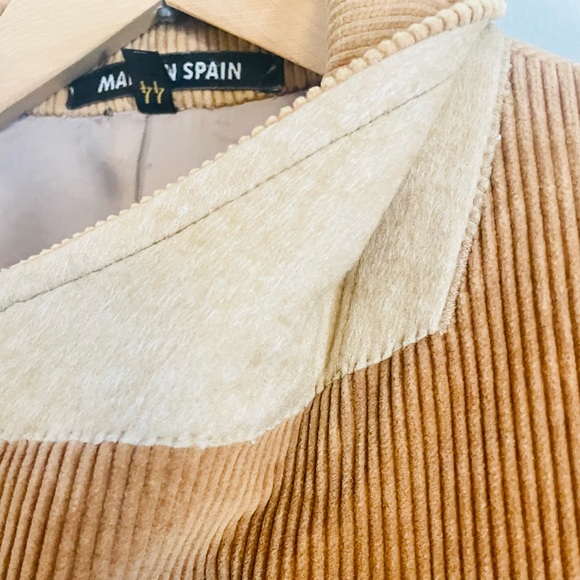 VINTAGE BROWN TAN CORDUROY SPORT COAT BLAZER Size 44 Suit Jacket MADE in SPAIN - Picture 10 of 13
